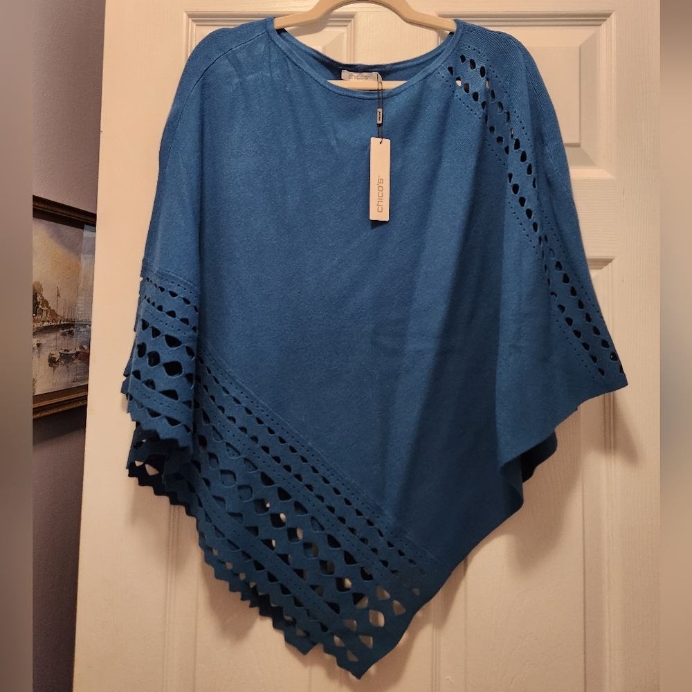 Chico's Teal Knit Poncho